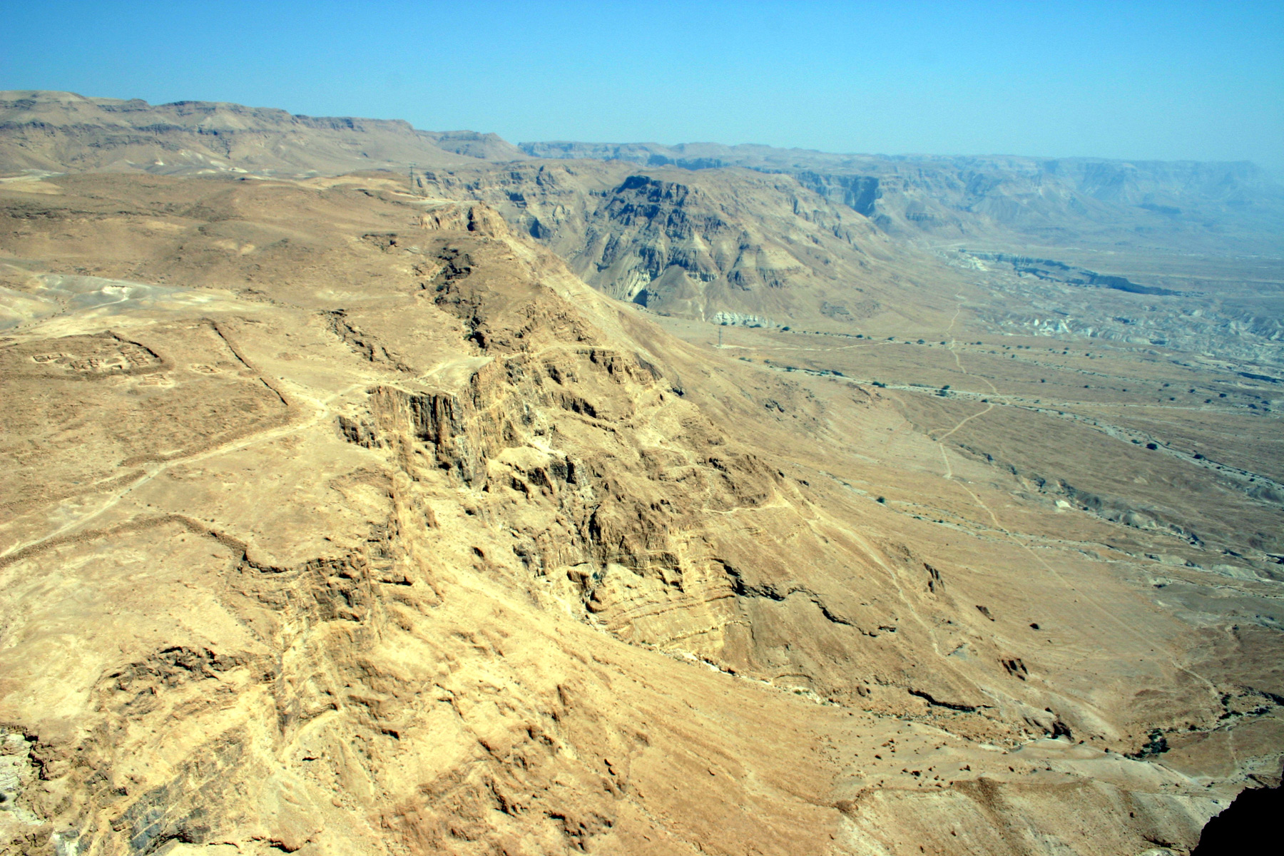 Mosada Ramp Looking North — Masada Roman Ramp and Camps — Holy Land Photos